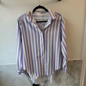 Purple Striped Button-Down Shirt